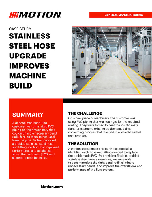 Motion - Motion - General Manufacturing - Stainless Steel Hose Upgrade ...