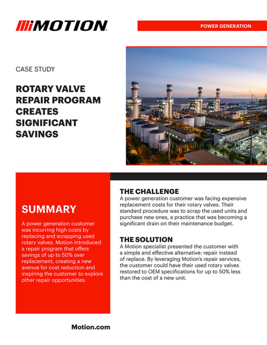 Motion - Motion - Power Generation - Rotary Valve Repair - Case Study ...