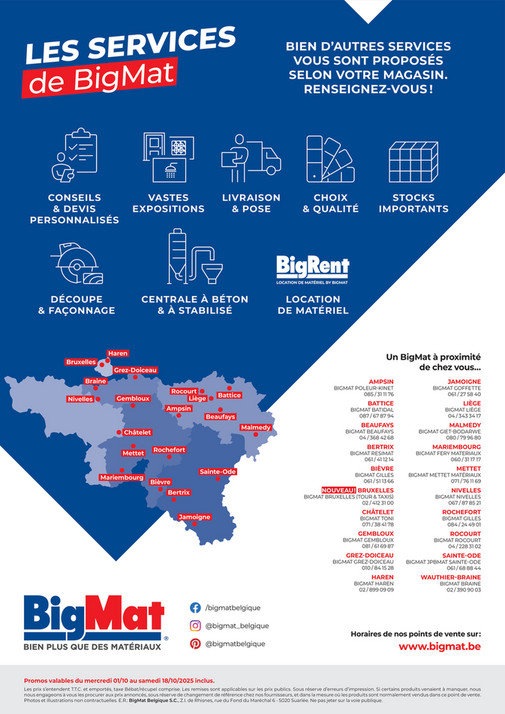 Promos valables du mercredi 01/10 au samedi 18/10/2025 inclus.