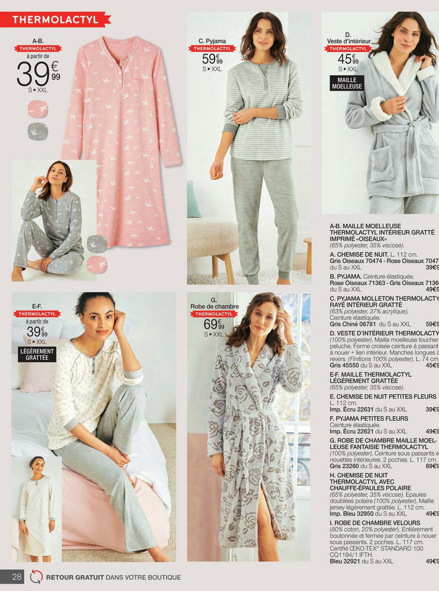 Pyjama Court Damart Imprimé Jersey - Haut Manches Courtes Et Bas Pantacourt, 100% Coton
