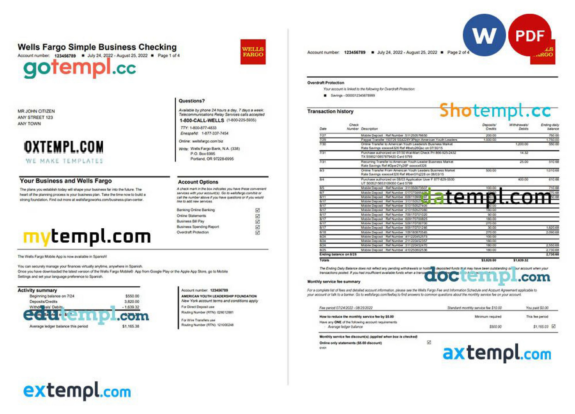 Doctempl - USA Wells Fargo Bank Simple Business Checking banking ...