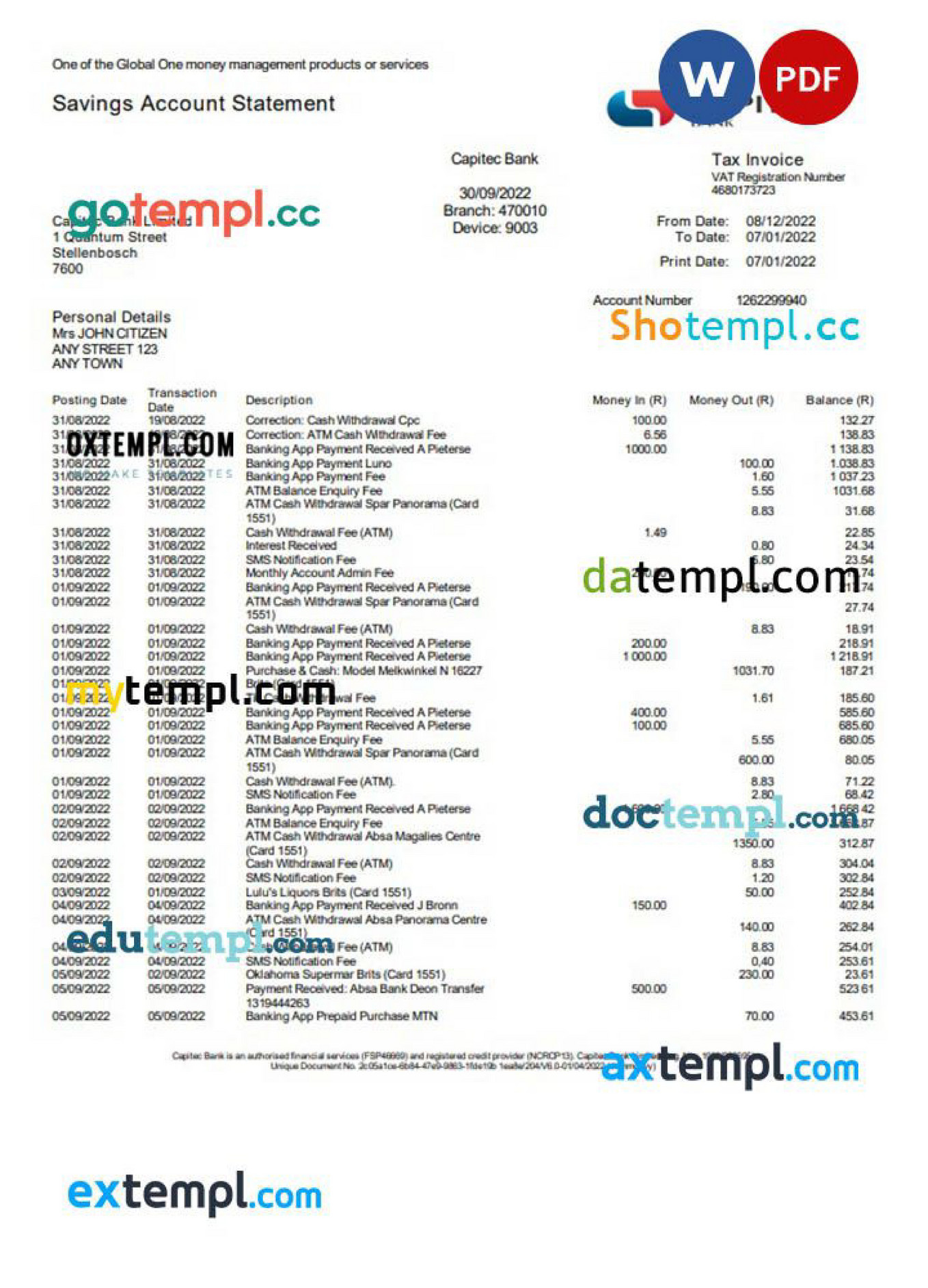 doctempl-south-africa-capitec-bank-savings-account-statement-template