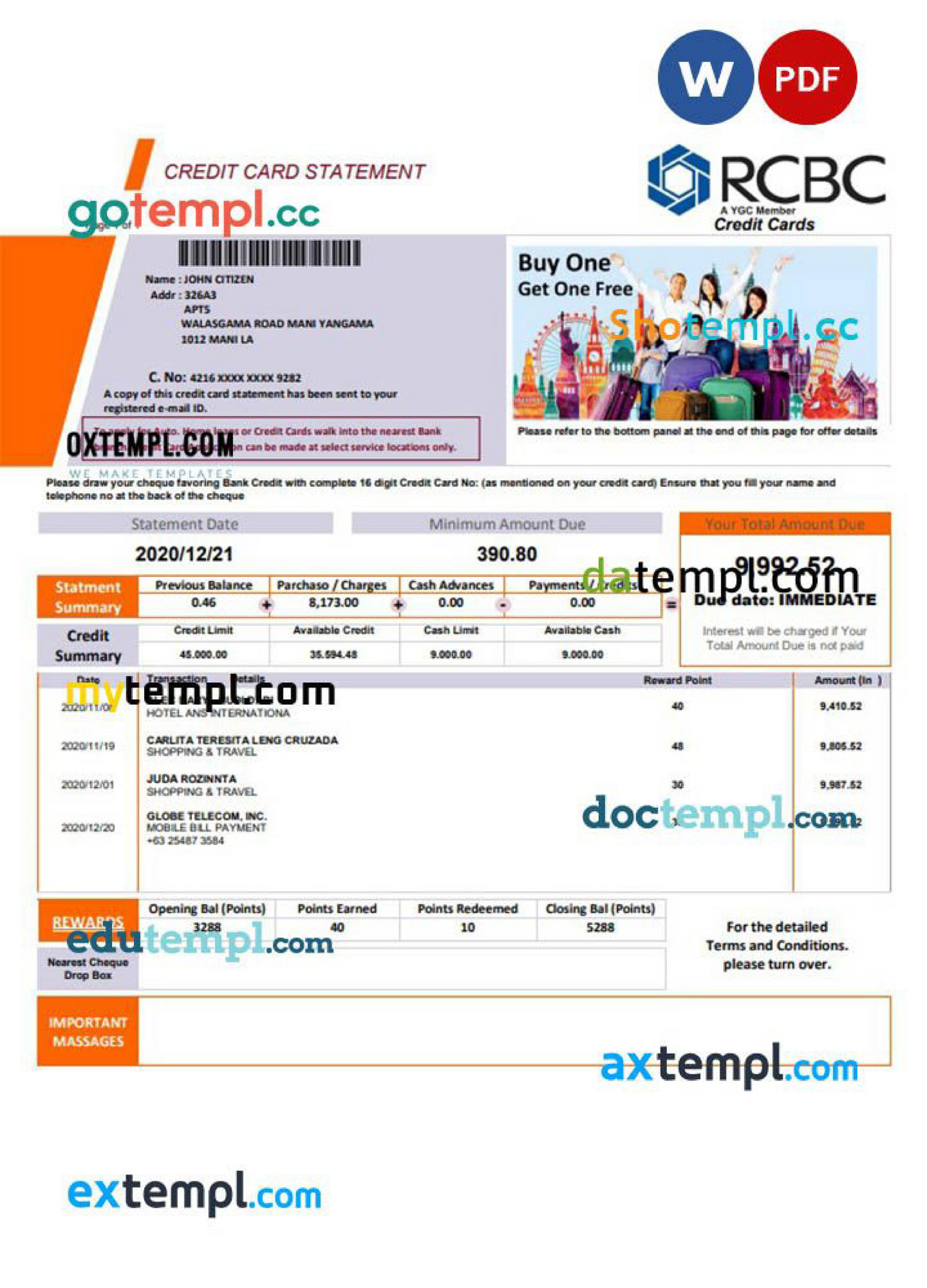 Doctempl Philippines Rizal Commercial Banking Corporation RCBC 