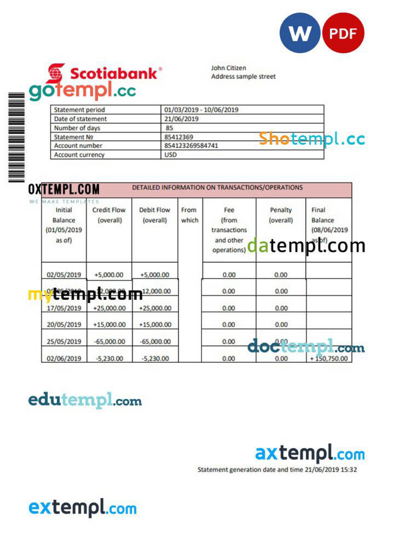 Doctempl Hong Kong Scotiabank proof of address statement template in