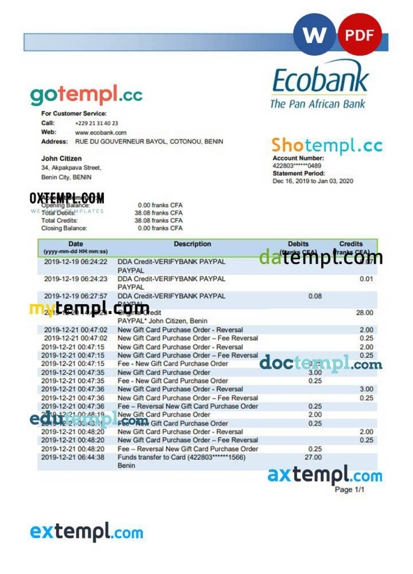 send bank statement as proof of address