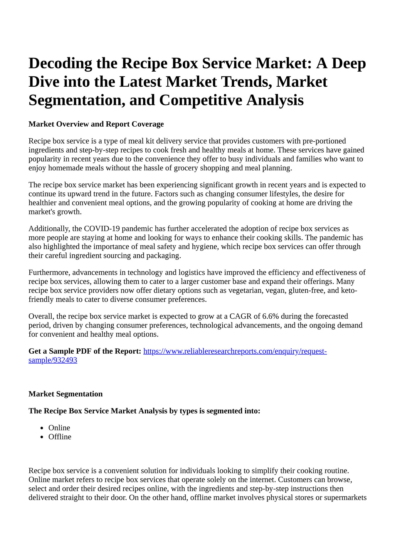 Reportprime Decoding the Recipe Box Service Market A Deep Dive into