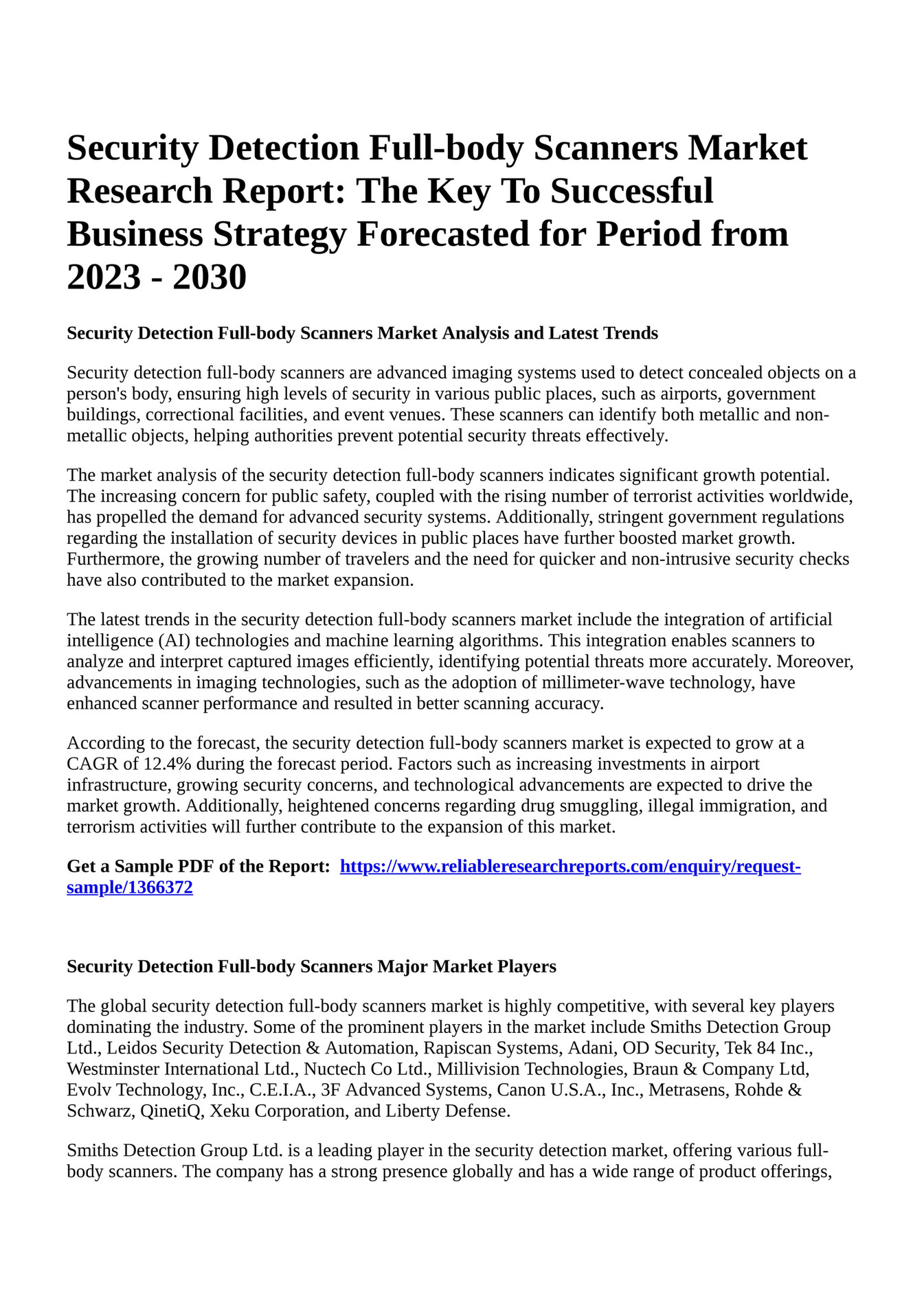 Reportprime Security Detection Fullbody Scanners Market Research