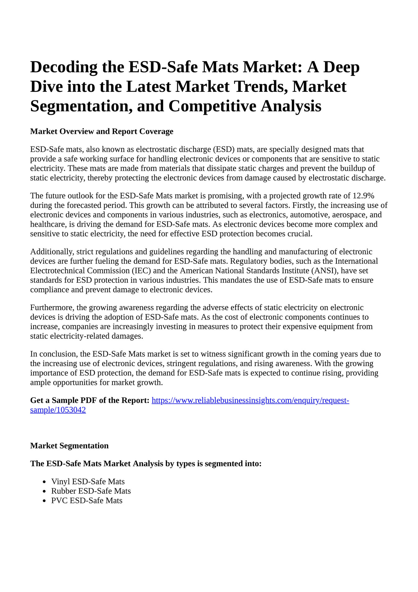 Reportprime Decoding the ESDSafe Mats Market A Deep Dive into the