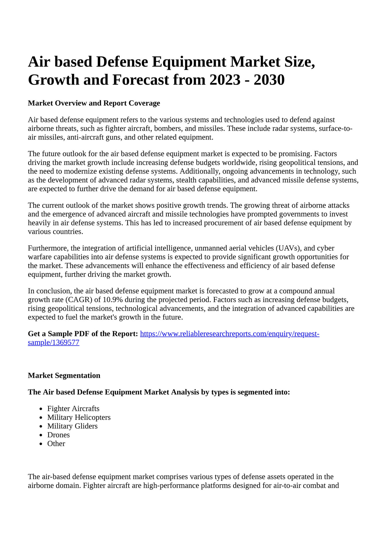Reportprime Air Based Defense Equipment Market Size Growth And reportprime-air-based-defense-equipment-market-size-growth-and