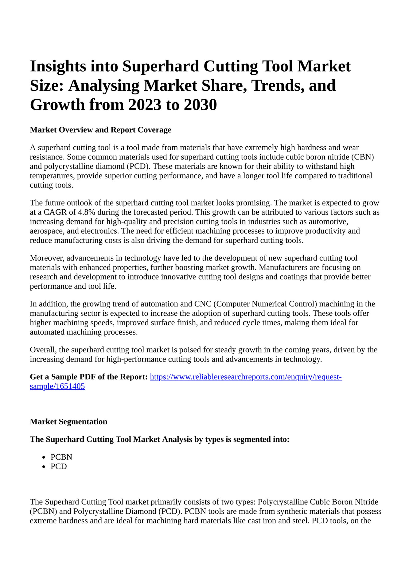 Reportprime Insights into Superhard Cutting Tool Market Size