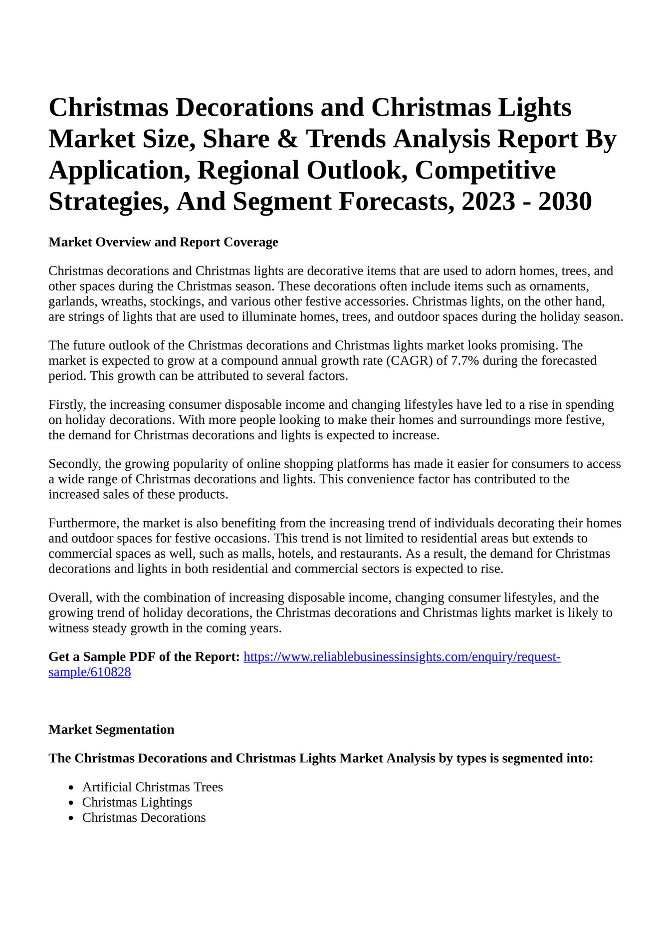 Reportprime Christmas Decorations and Christmas Lights Market Size