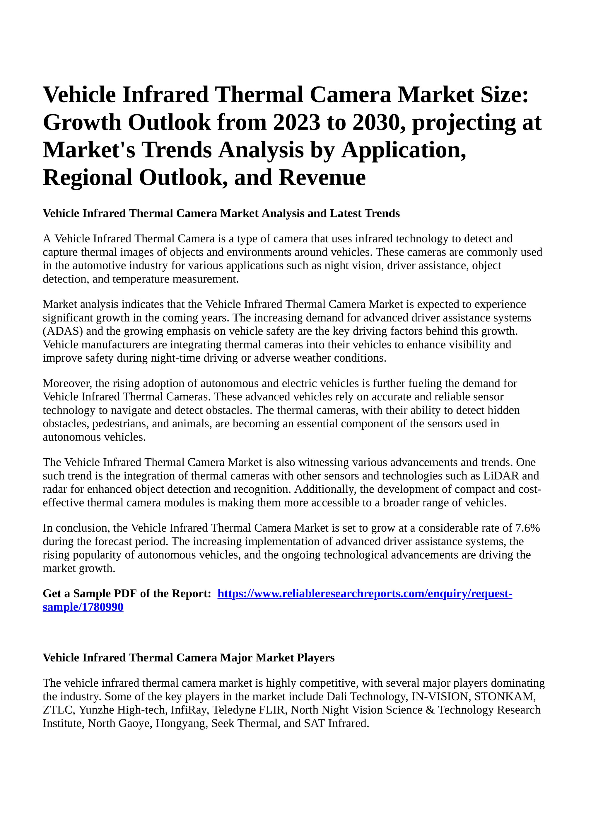 Infrared Detectors Market Size, Industry Share & Trends and Forecast 2030