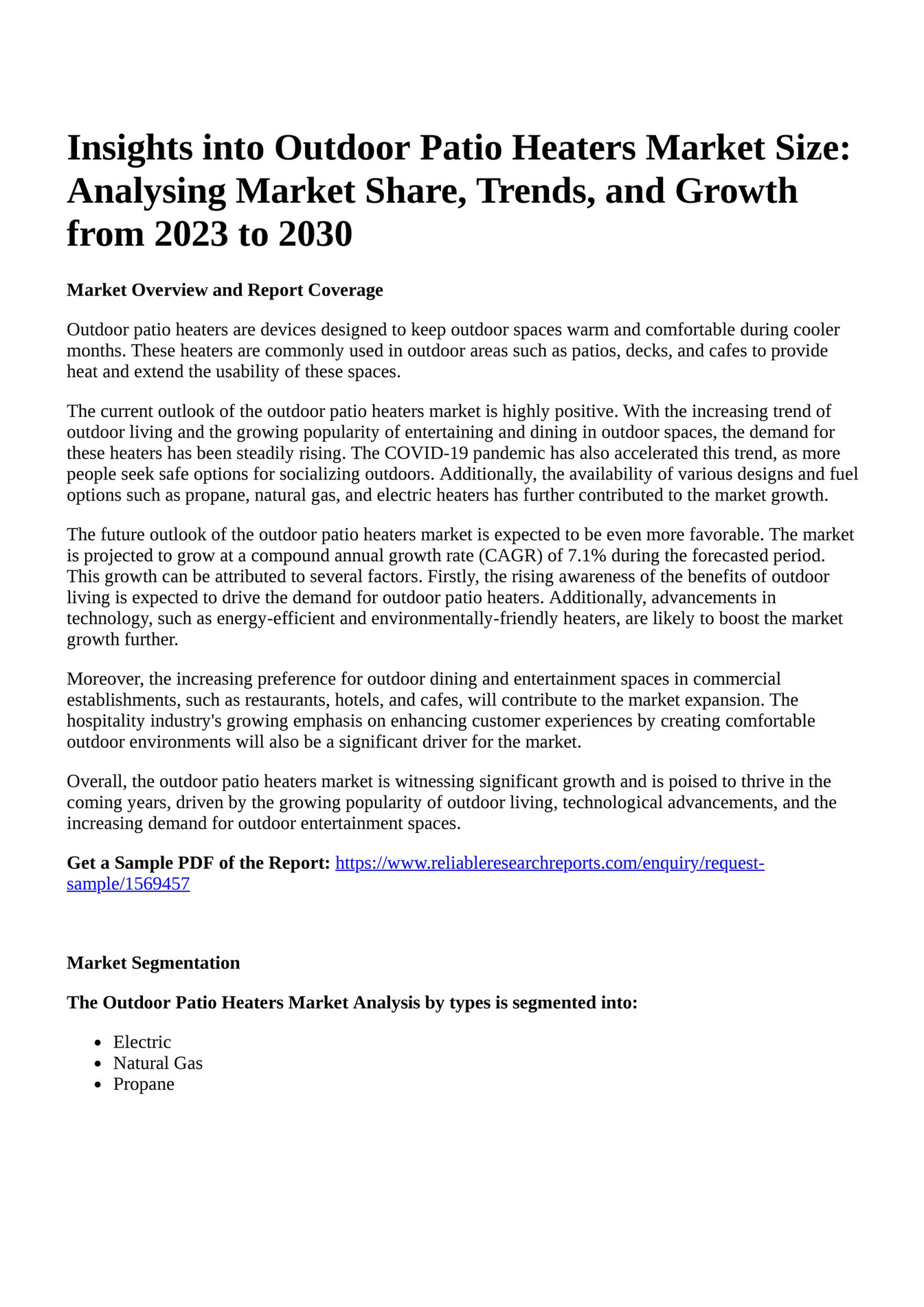 Reportprime Insights into Outdoor Patio Heaters Market Size