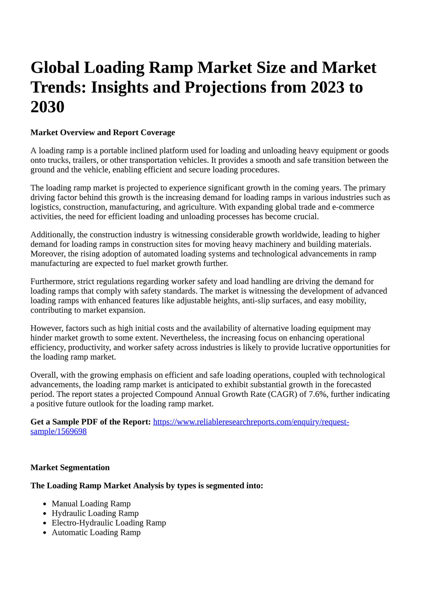 Reportprime Global Loading Ramp Market Size and Market Trends