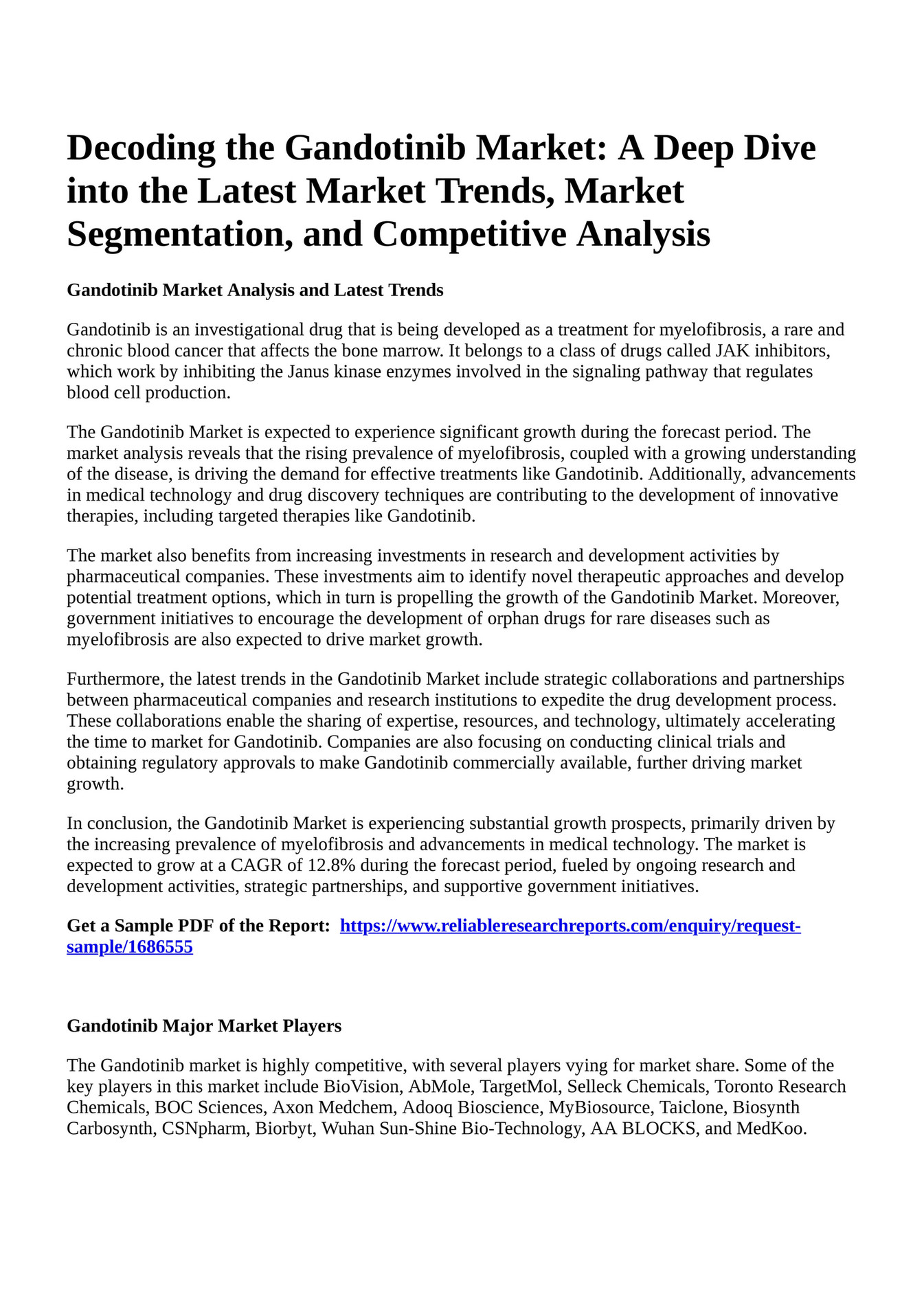 Reportprime - Decoding the Gandotinib Market: A Deep Dive into the 