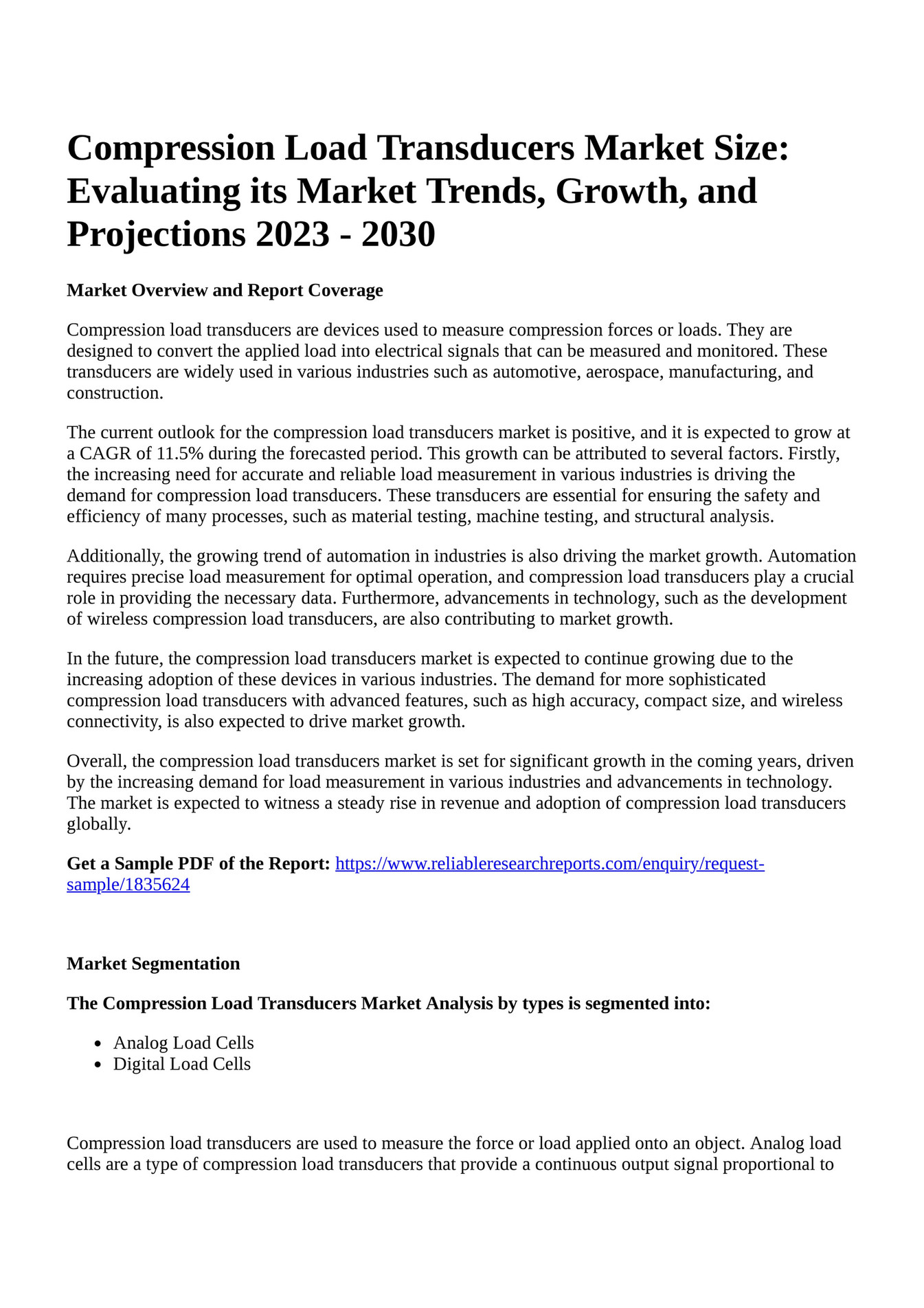 Reportprime Compression Load Transducers Market Size Evaluating its