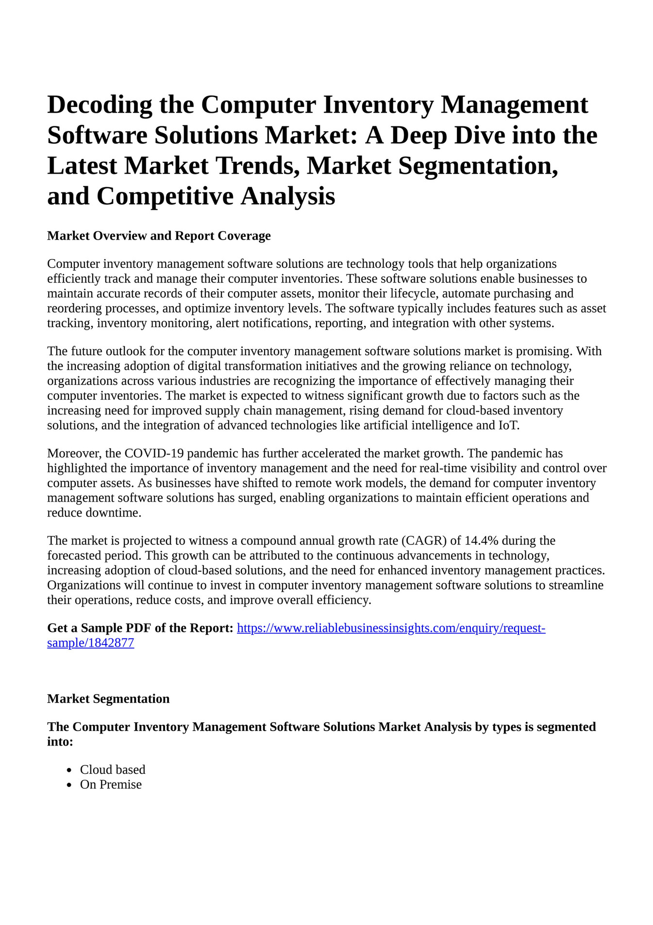 Reportprime Decoding The Computer Inventory Management Software Solutions Market A Deep Dive