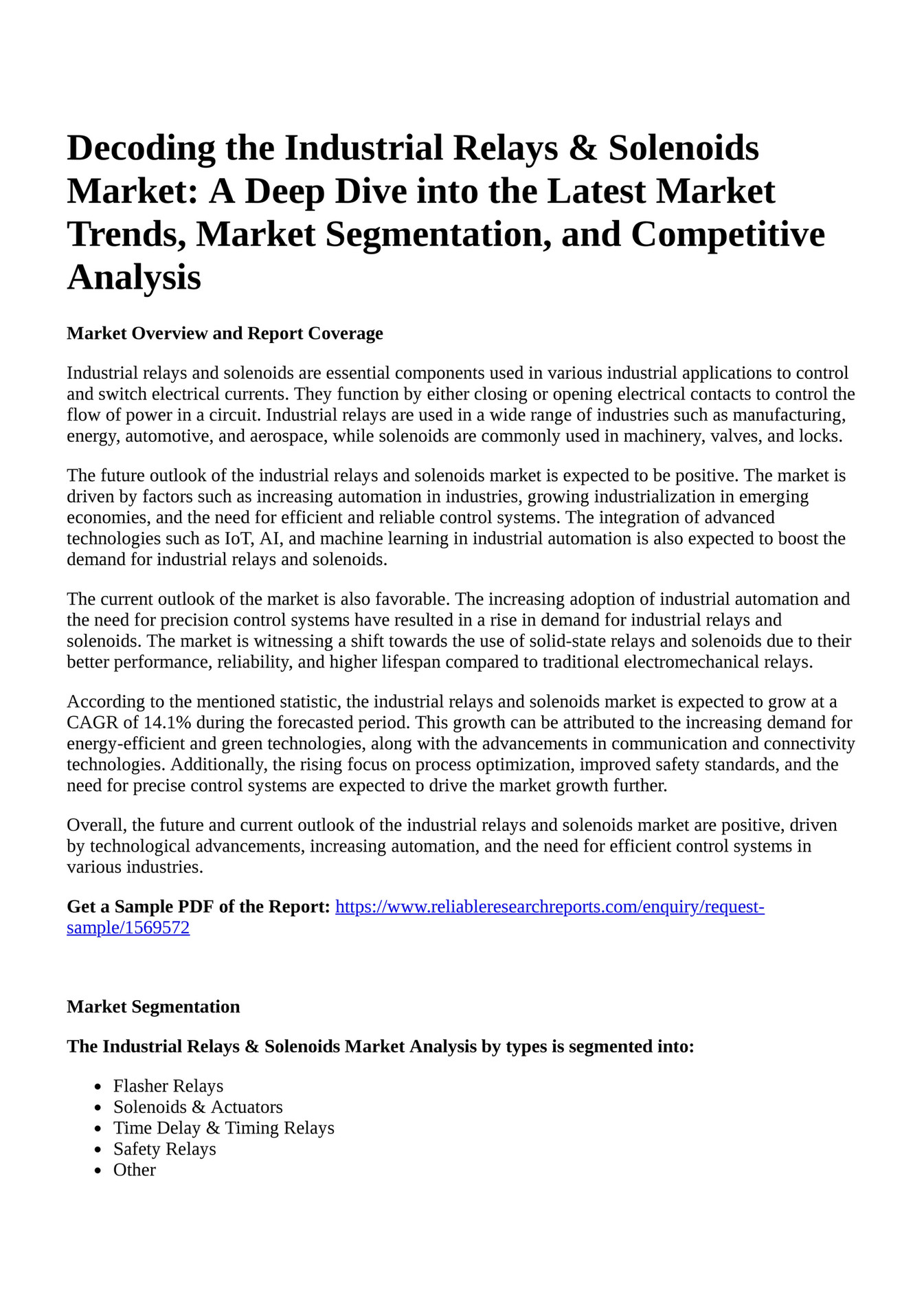 Reportprime Decoding the Industrial Relays & Solenoids Market A Deep