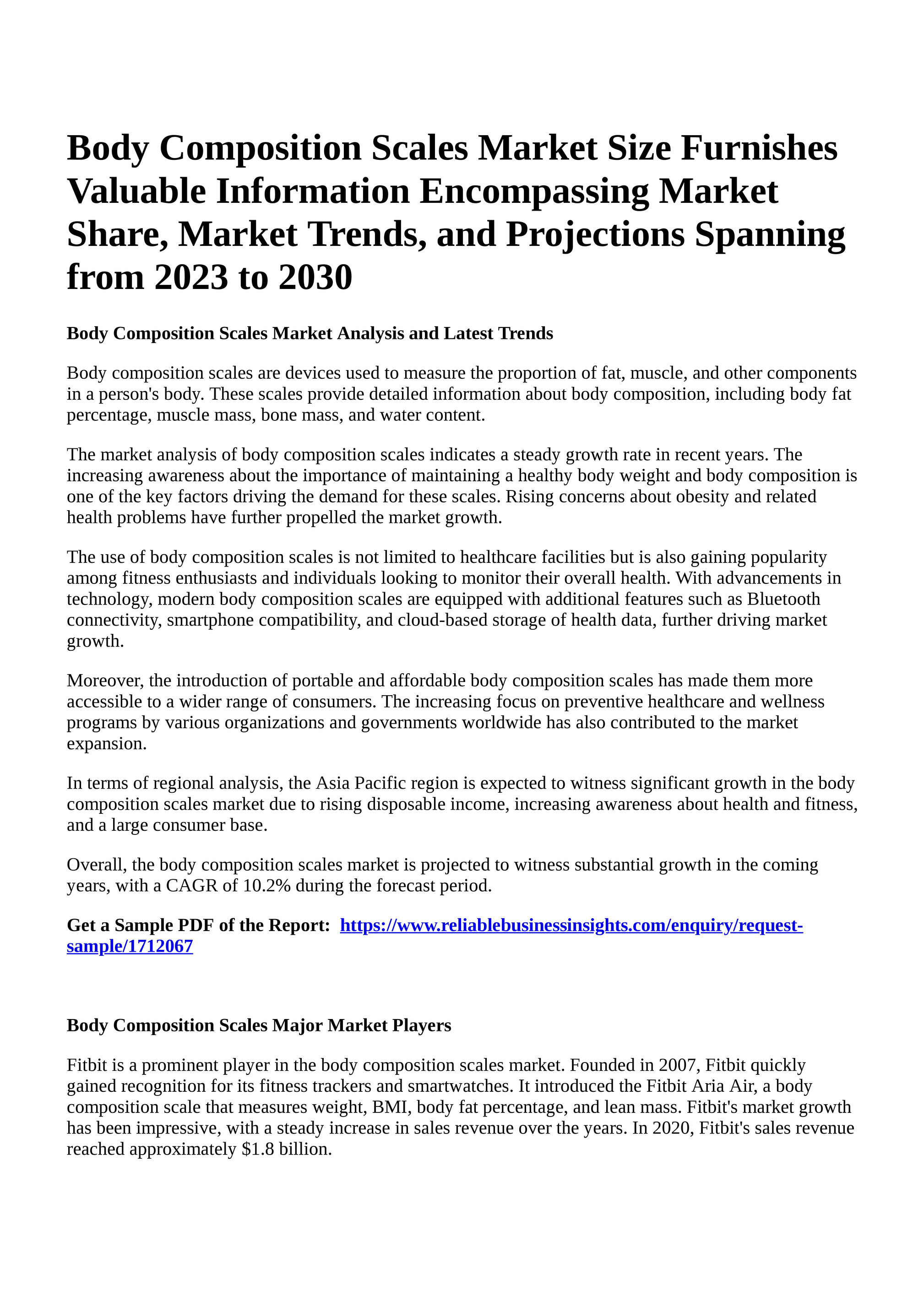 Body Fat Measurement Market Share