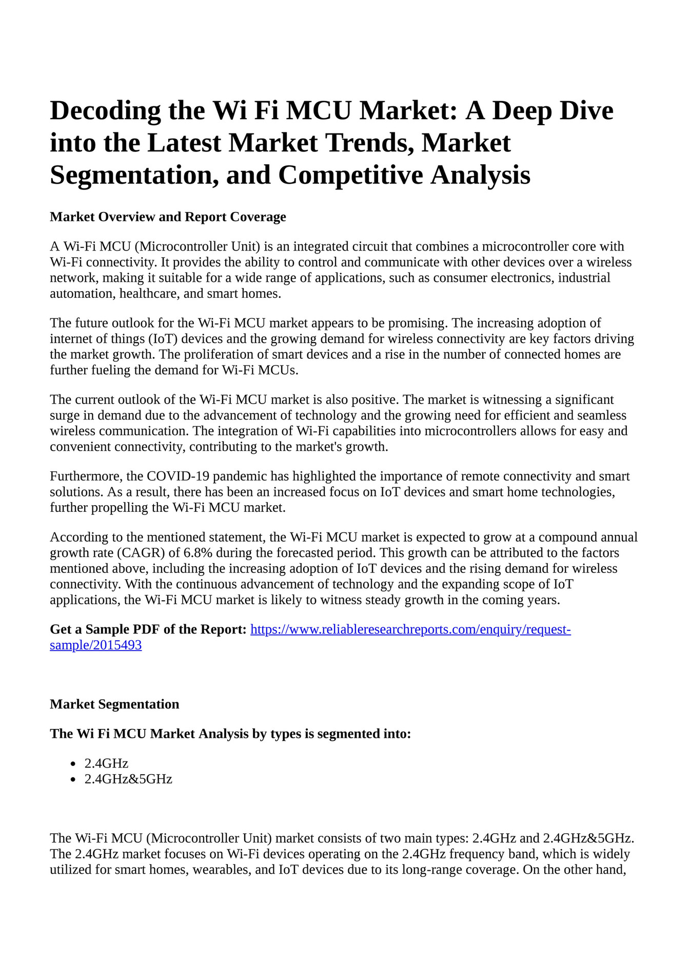 Reportprime - Decoding the Wi Fi MCU Market: A Deep Dive into the