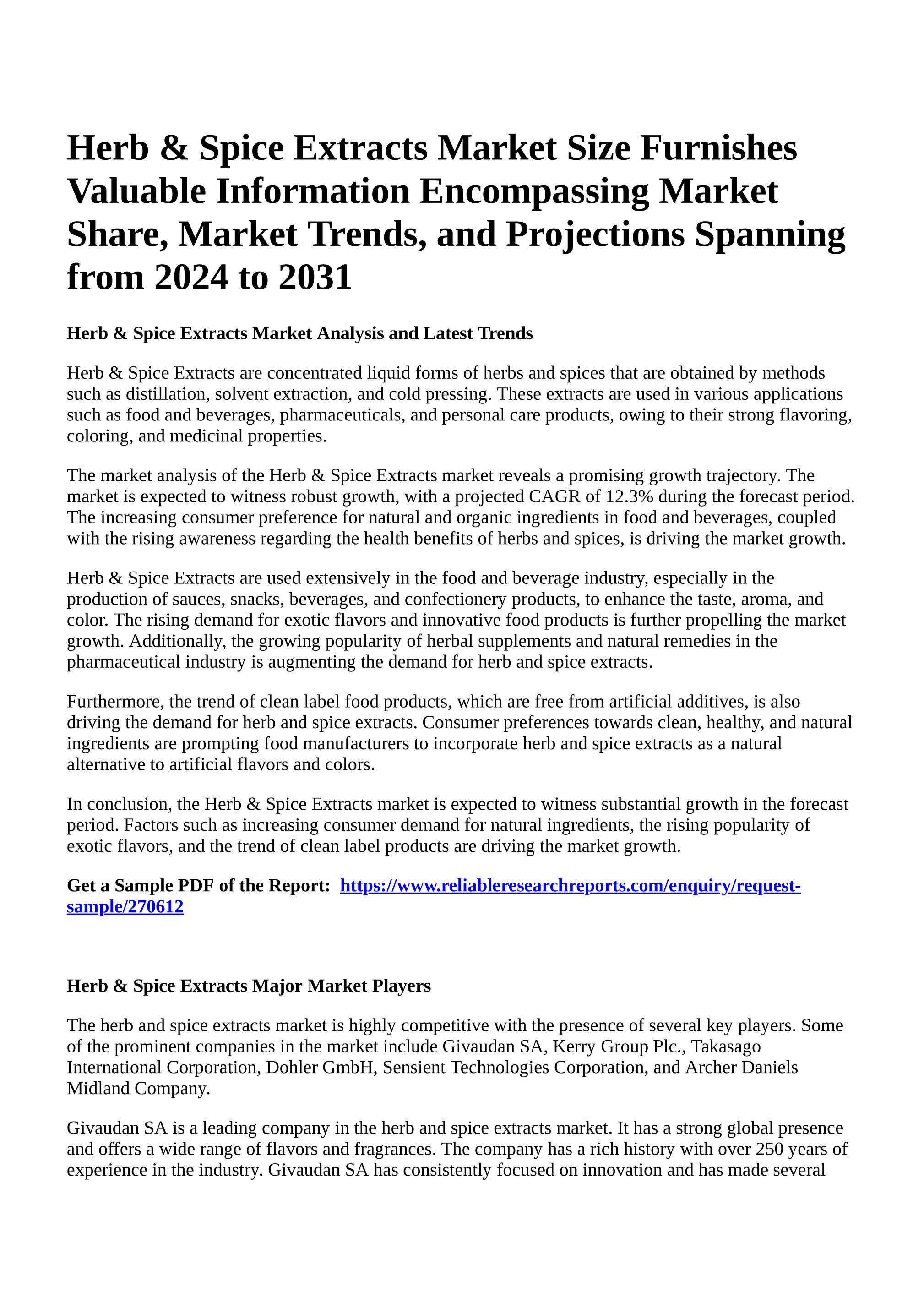 Spices and Seasonings Market Size, Share, Trends, Opportunities