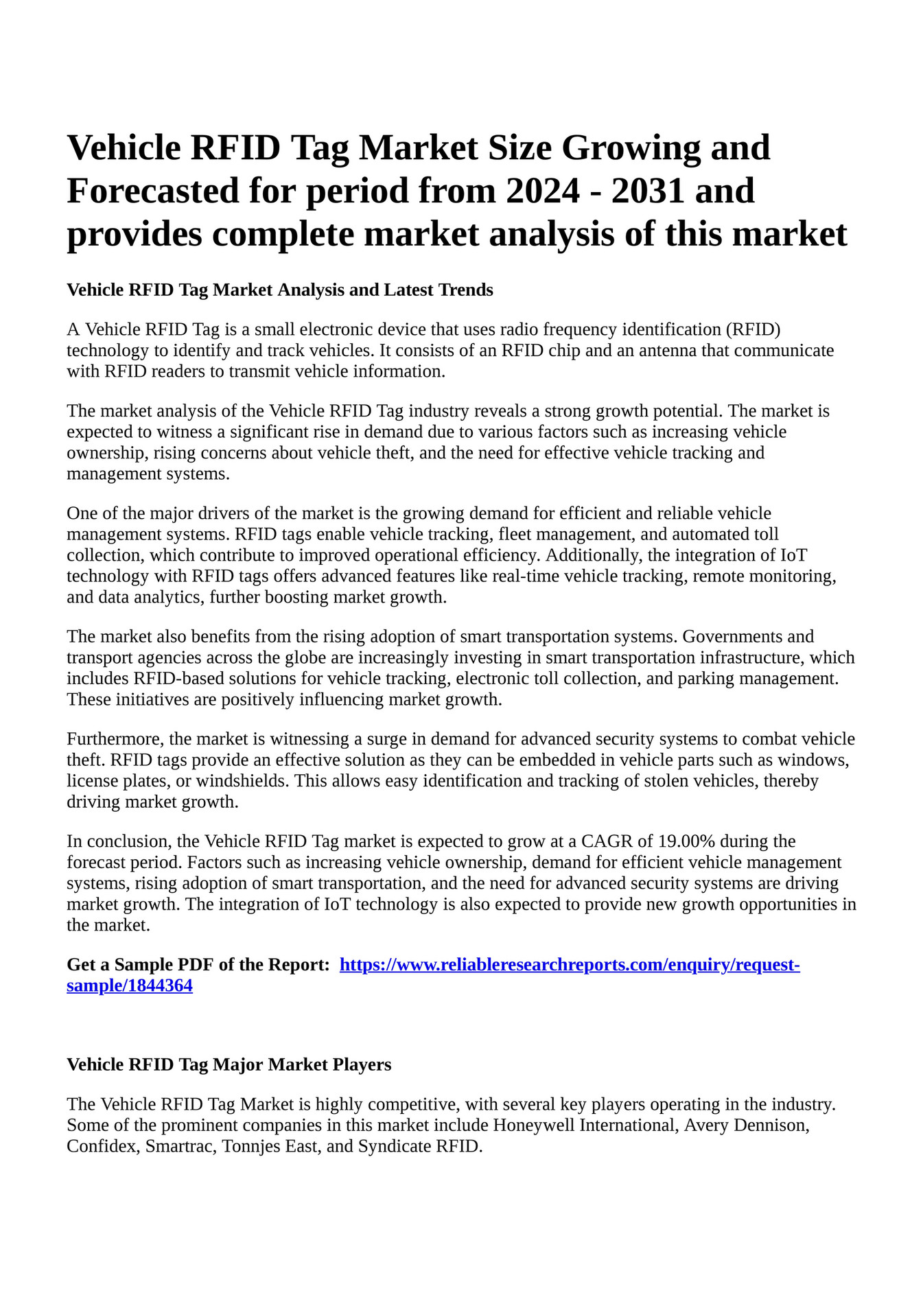 Reportprime Vehicle RFID Tag Market Size Growing And Forecasted For reportprime-vehicle-rfid-tag-market-size-growing-and-forecasted-for