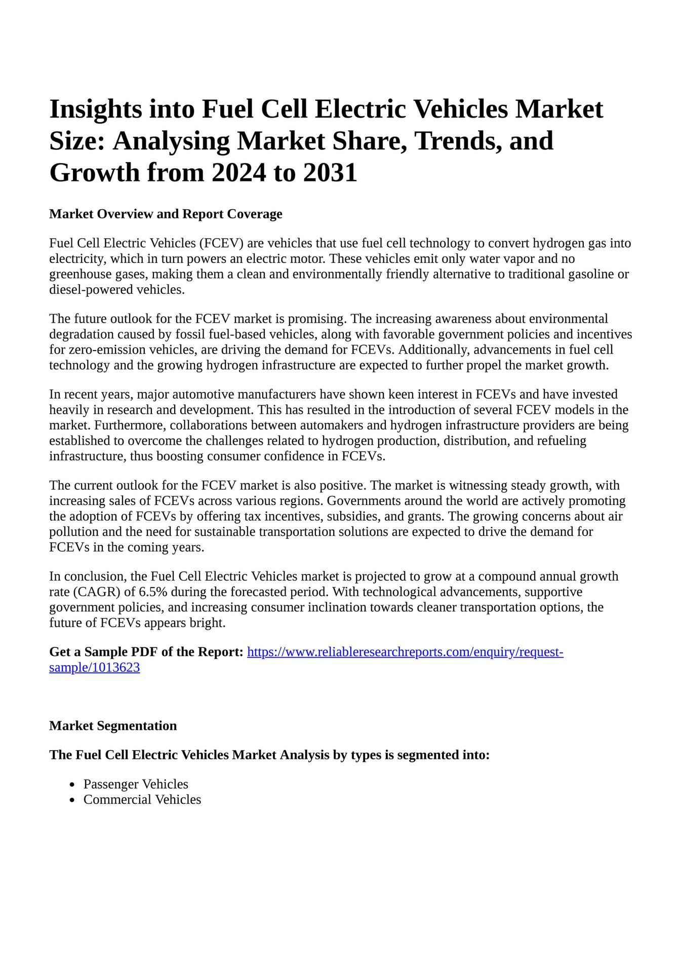 Reportprime Insights into Fuel Cell Electric Vehicles Market Size