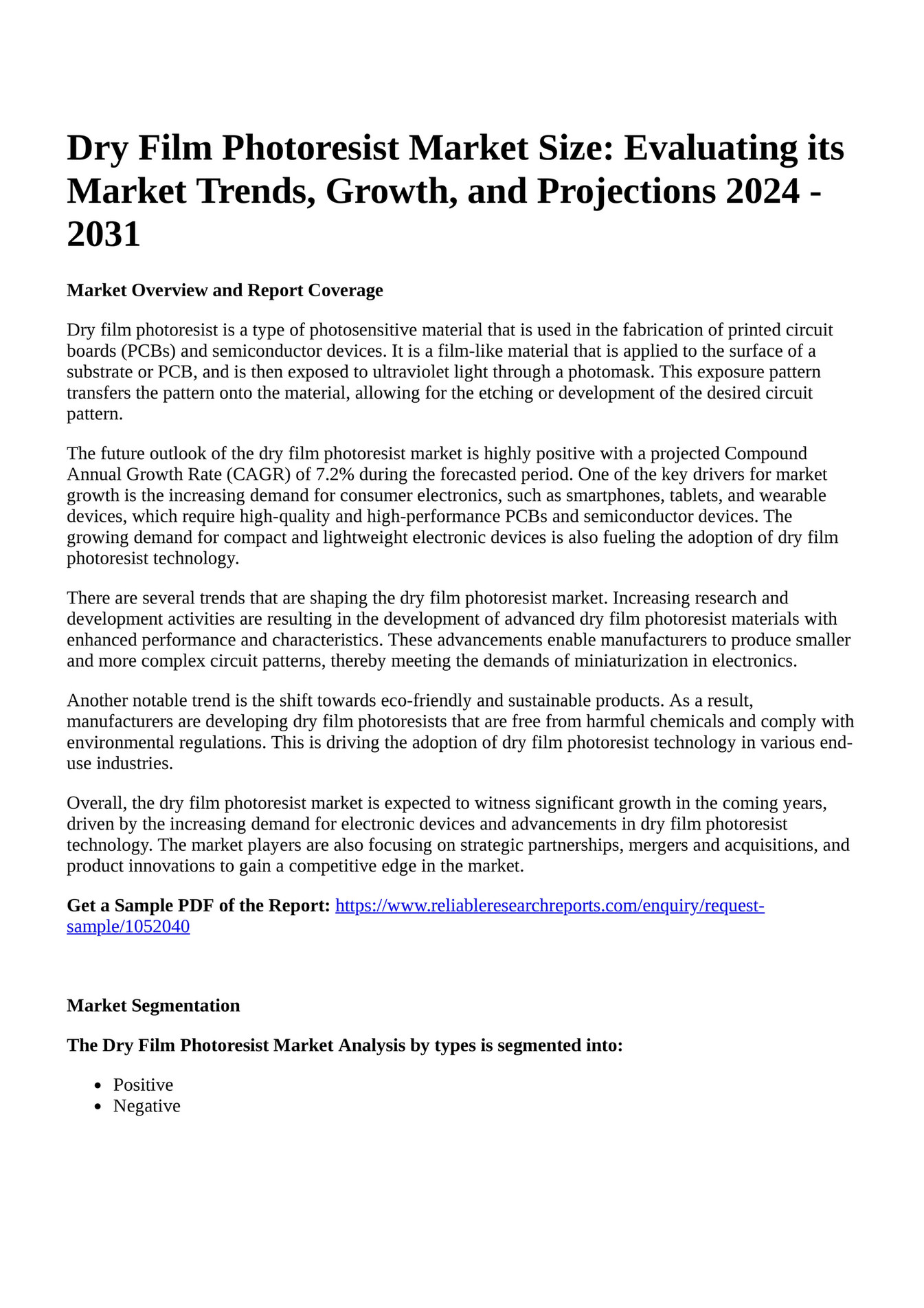 Reportprime Dry Film Photoresist Market Size Evaluating its Market