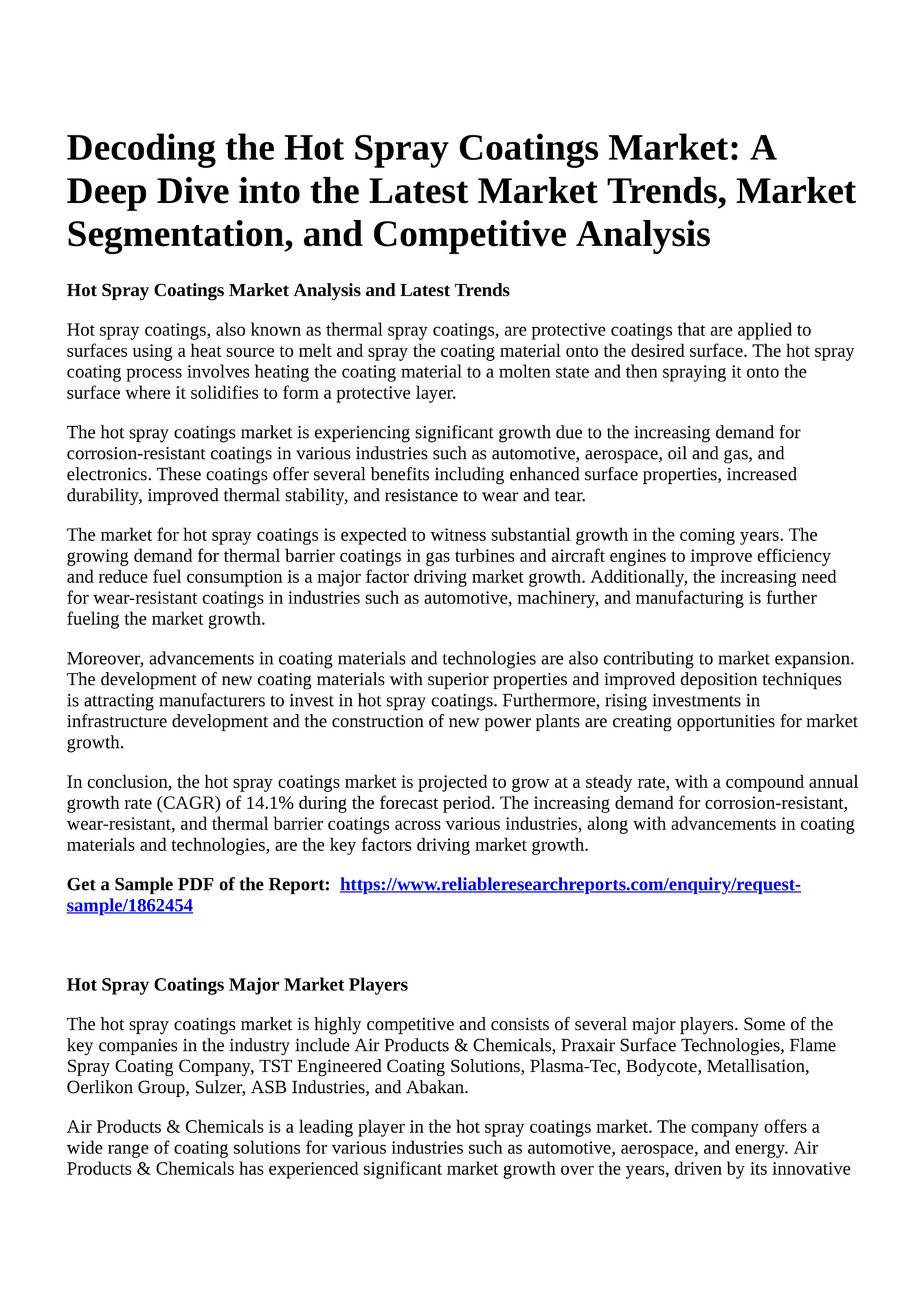 Reportprime Decoding the Hot Spray Coatings Market A Deep Dive into