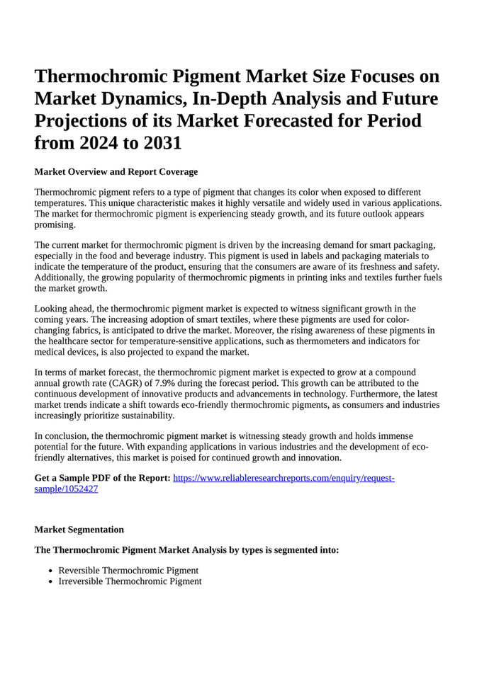 Thermochromic Pigment Market Size