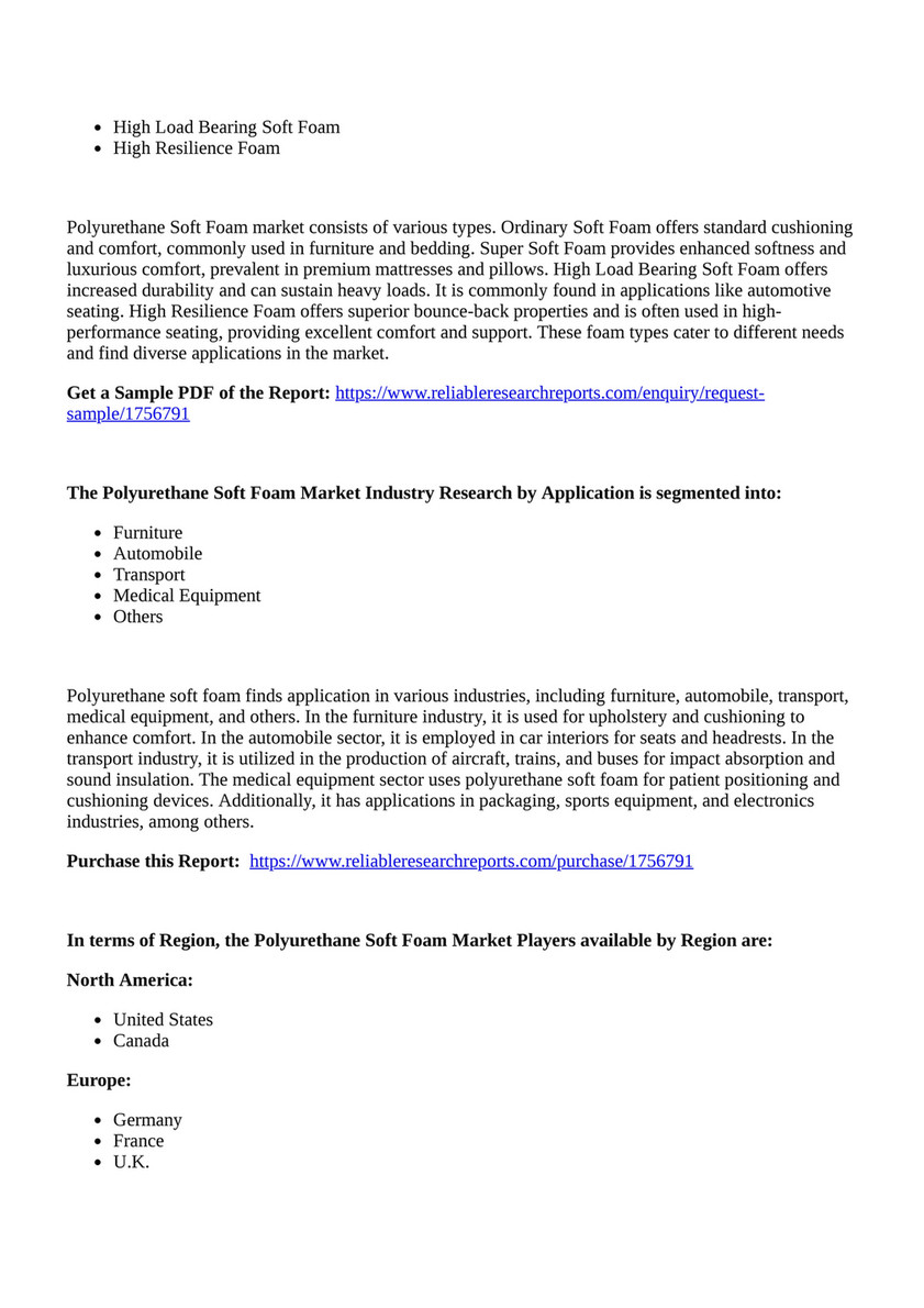 Furniture Foam Market Research and Demand, Regional Share