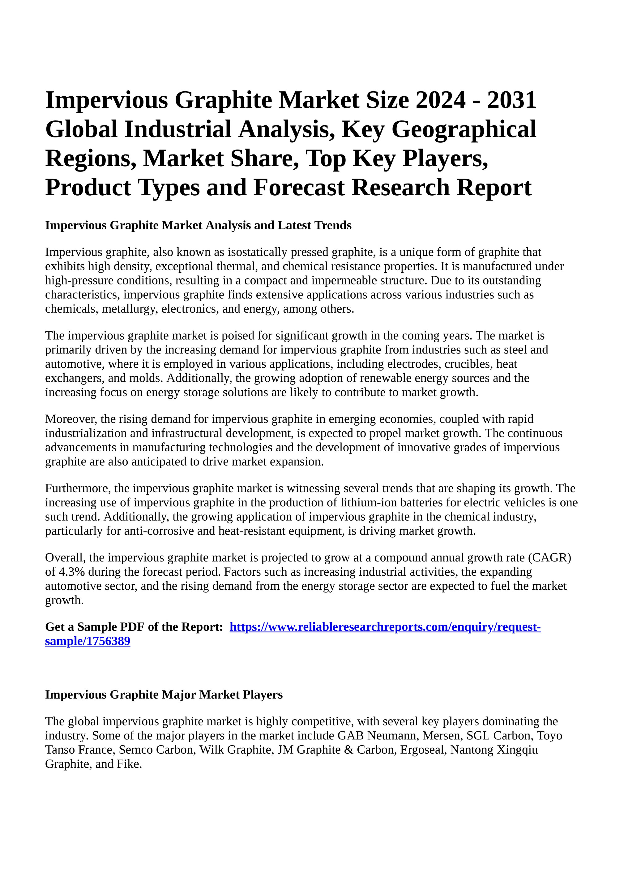 Graphite Block Market Growth is driven by Expansion of Lithium Ion