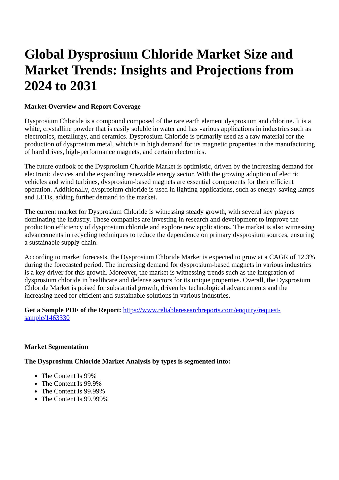 Reportprime - Global Dysprosium Chloride Market Size and Market Trends ...