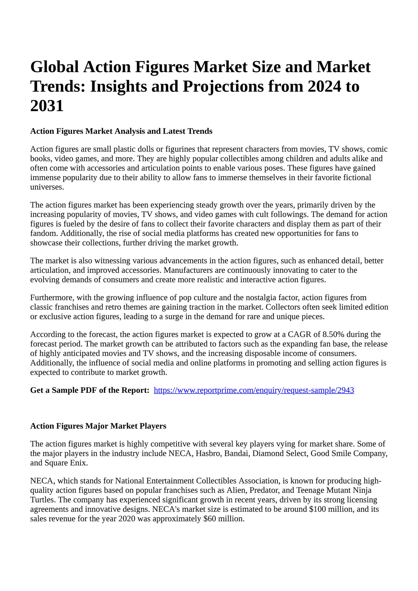 Reportprime Global Action Figures Market Size and Market Trends