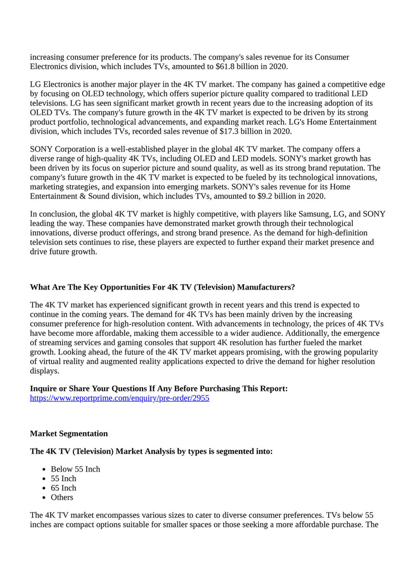 Ultra High Definition) UHD 4K Panel Market Analysis Report 2024-2031