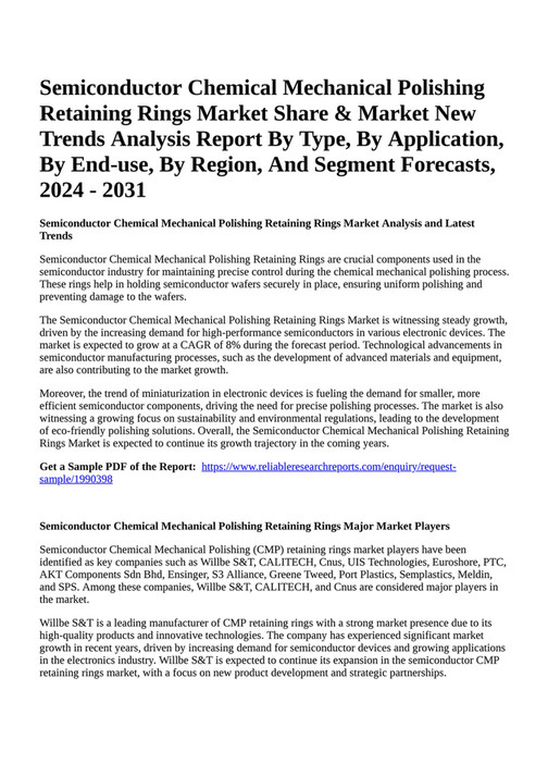 Reportprime - Semiconductor Chemical Mechanical Polishing Retaining ...