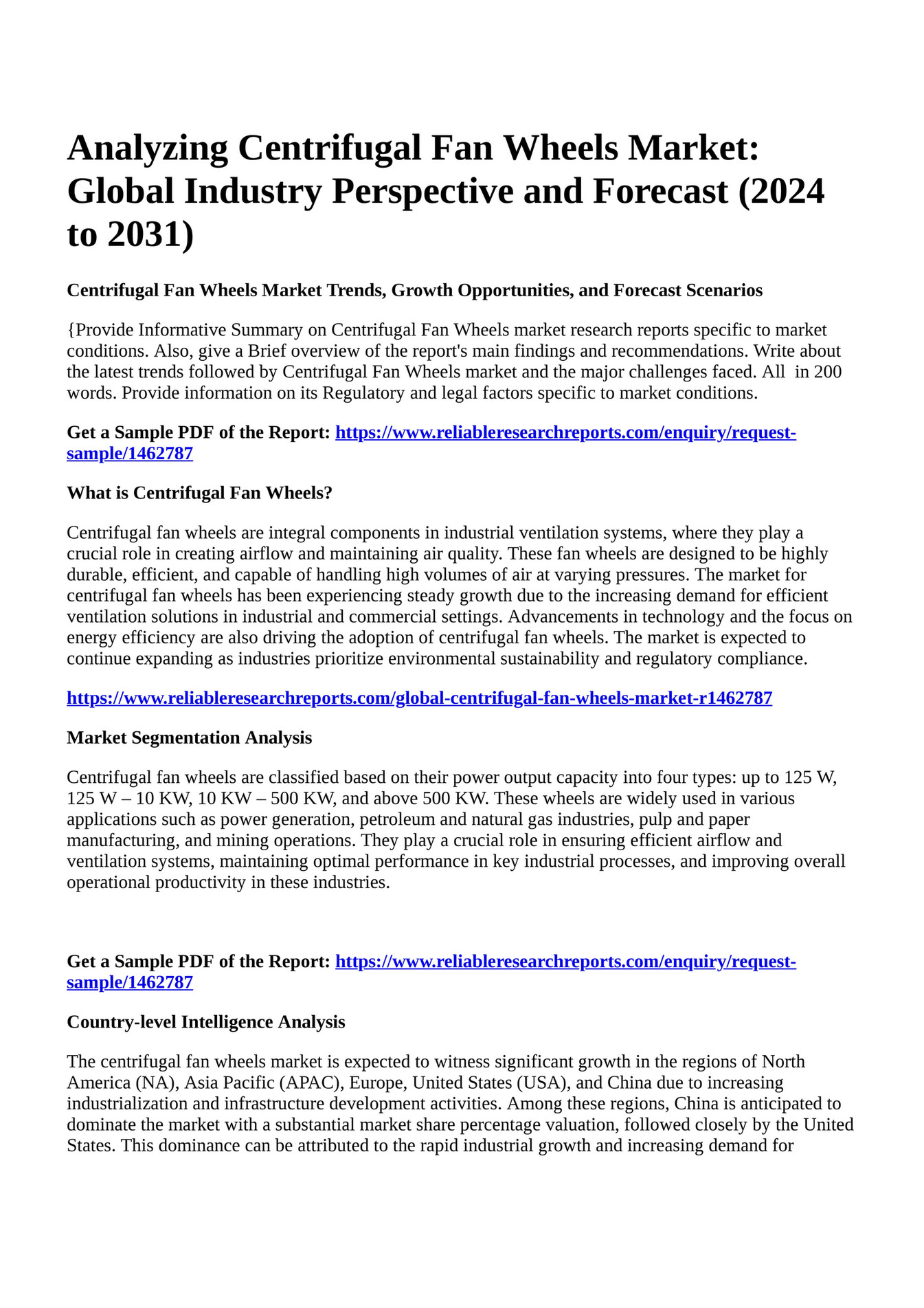 Reportprime - Analyzing Centrifugal Fan Wheels Market: Global Industry ...