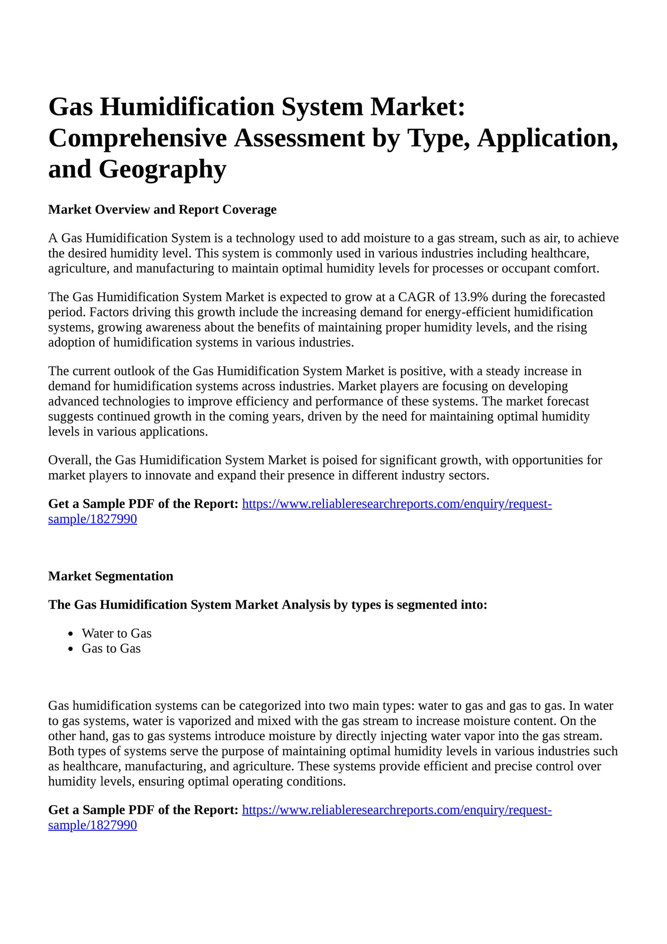 Reportprime Gas Humidification System Market Comprehensive