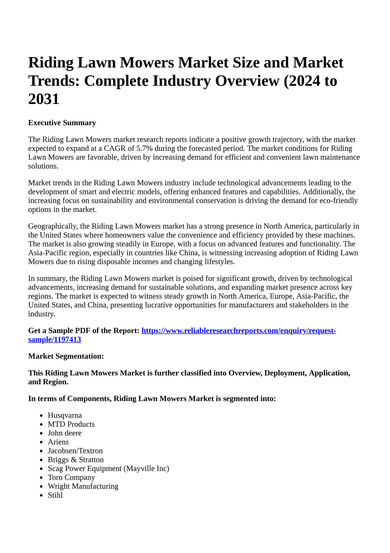 Reportprime Riding Lawn Mowers Market Size And Market Trends Reportprime Riding Lawn Mowers Market Size And Market Trends