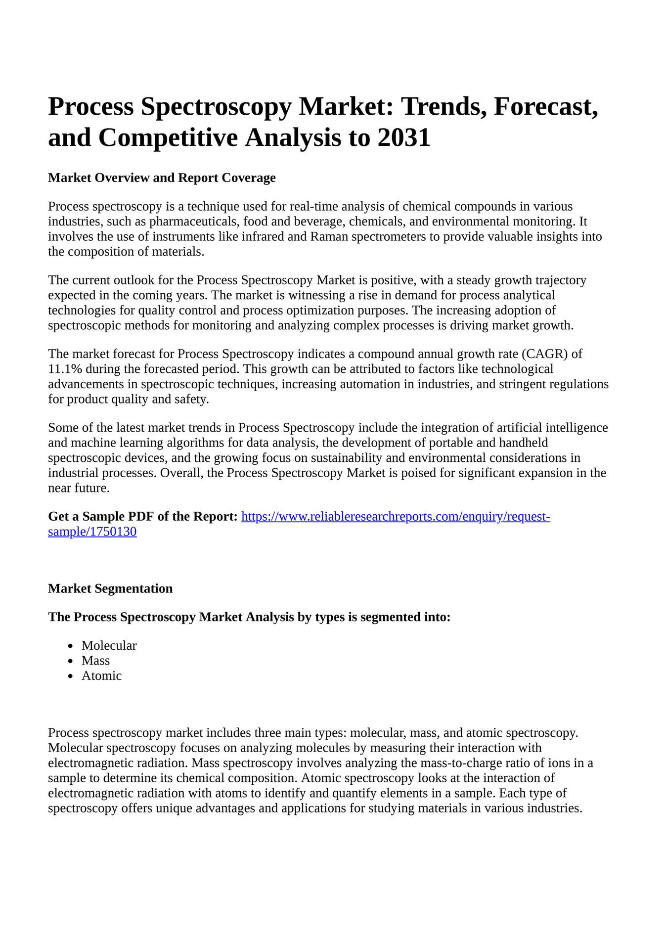 Reportprime Process Spectroscopy Market Trends, Forecast, and