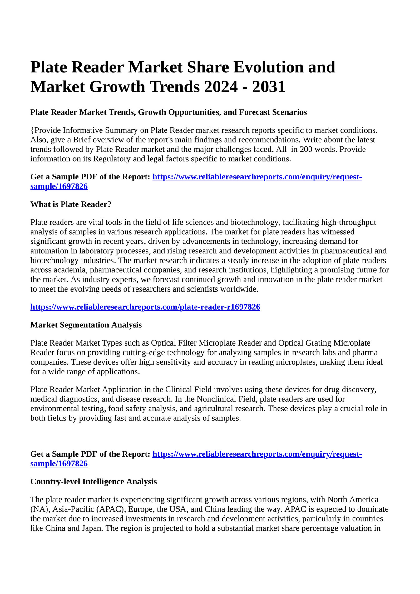 Reportprime Plate Reader Market Share Evolution And Market Growth