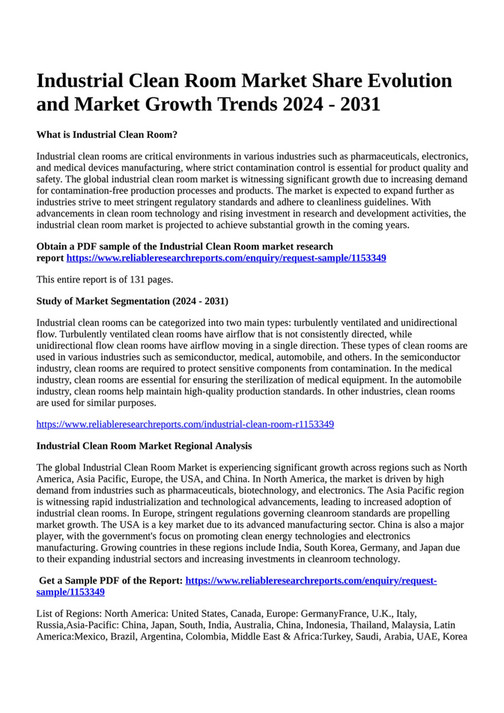 Reportprime Industrial Clean Room Market Share Evolution and Market