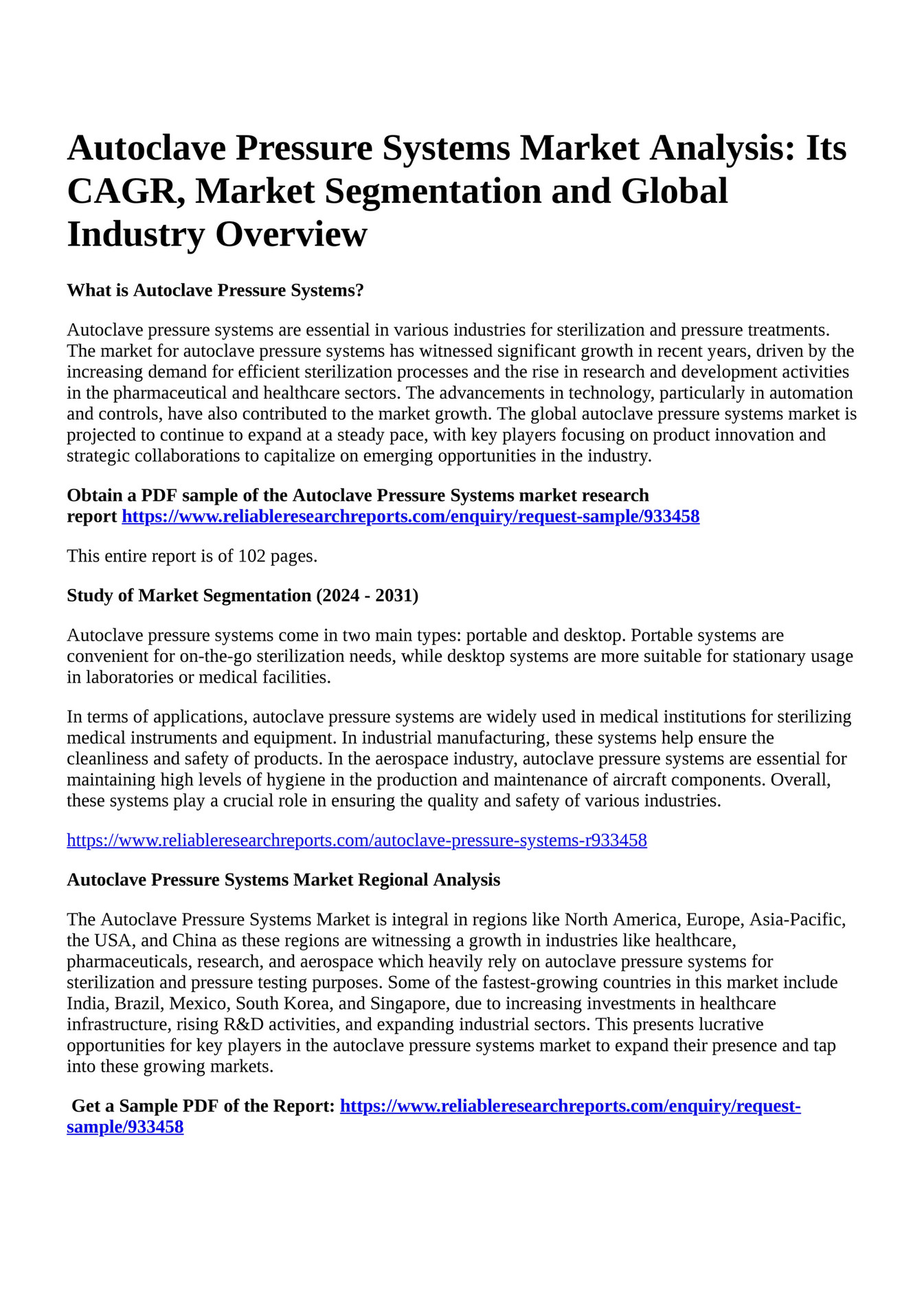 Reportprime - Autoclave Pressure Systems Market Analysis: Its CAGR ...