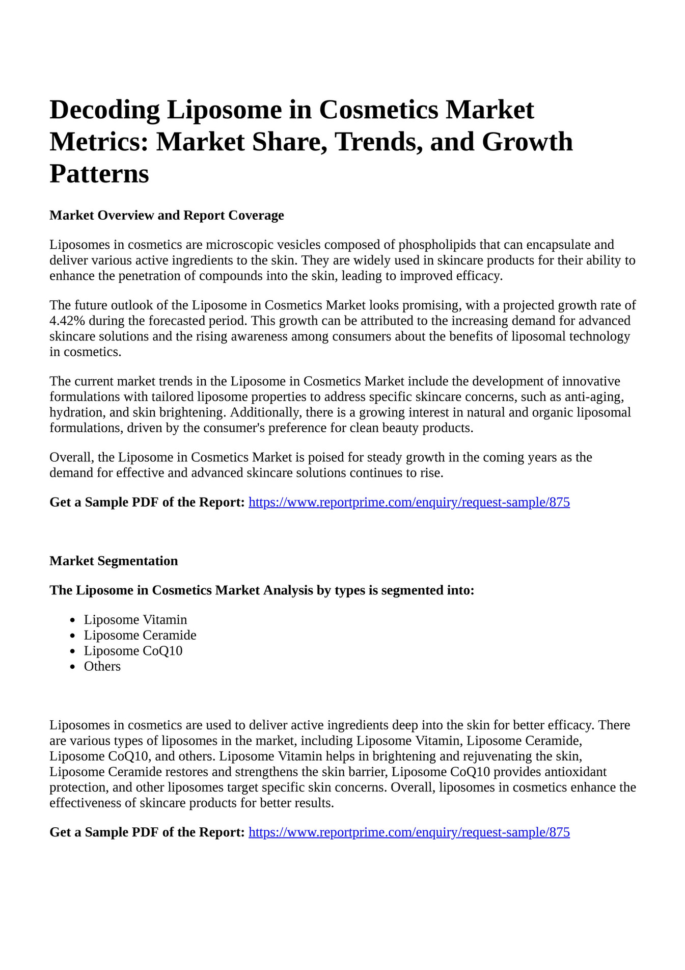 Reportprime - Decoding Liposome in Cosmetics Market Metrics: Market ...