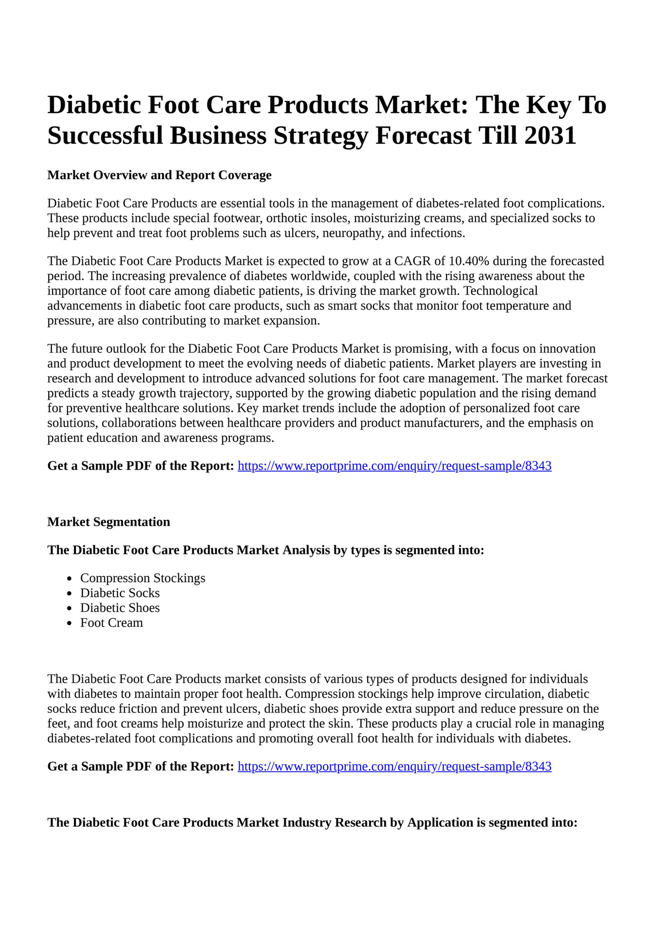 Reportprime Diabetic Foot Care Products Market The Key To Successful