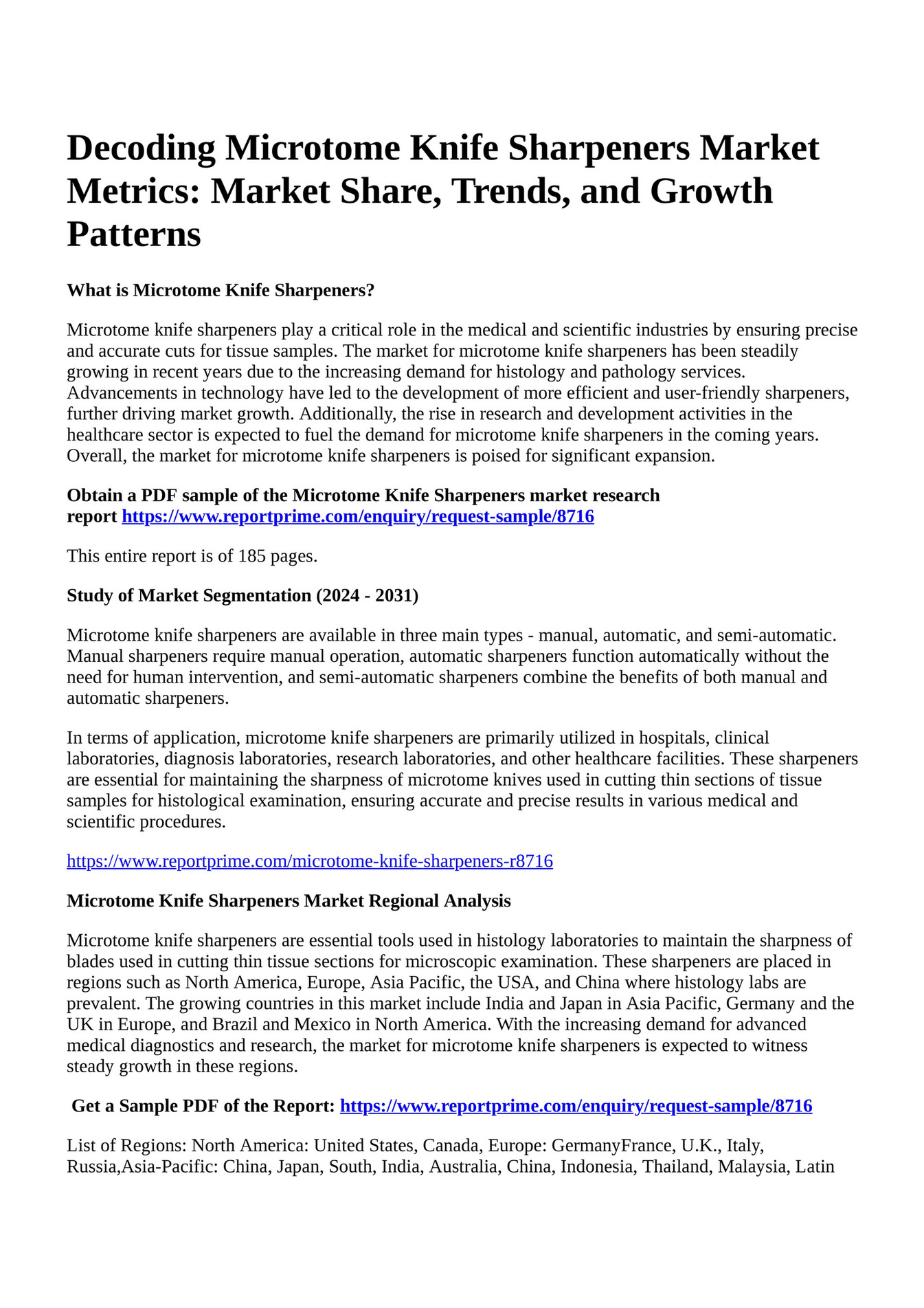 Reportprime - Decoding Microtome Knife Sharpeners Market Metrics ...