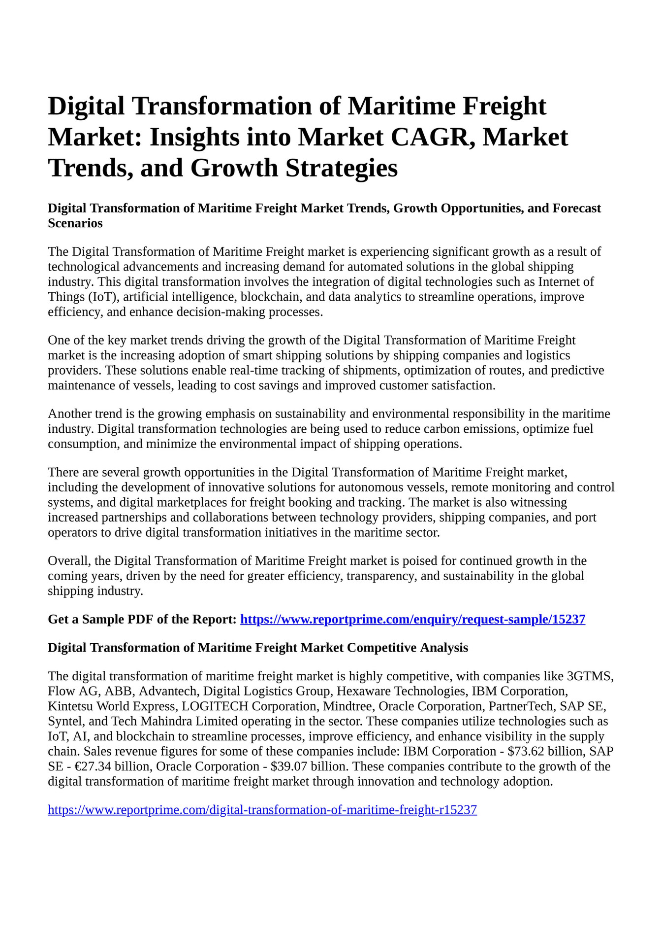 Reportprime Digital Transformation Of Maritime Freight Market