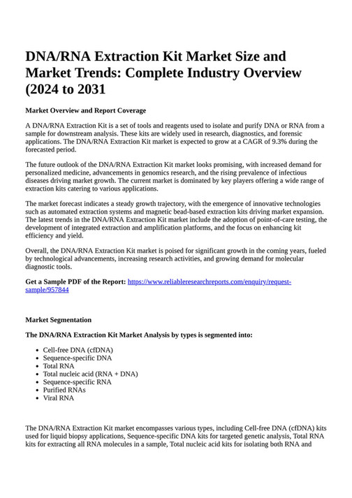 Reportprime DNA/RNA Extraction Kit Market Size and Market Trends