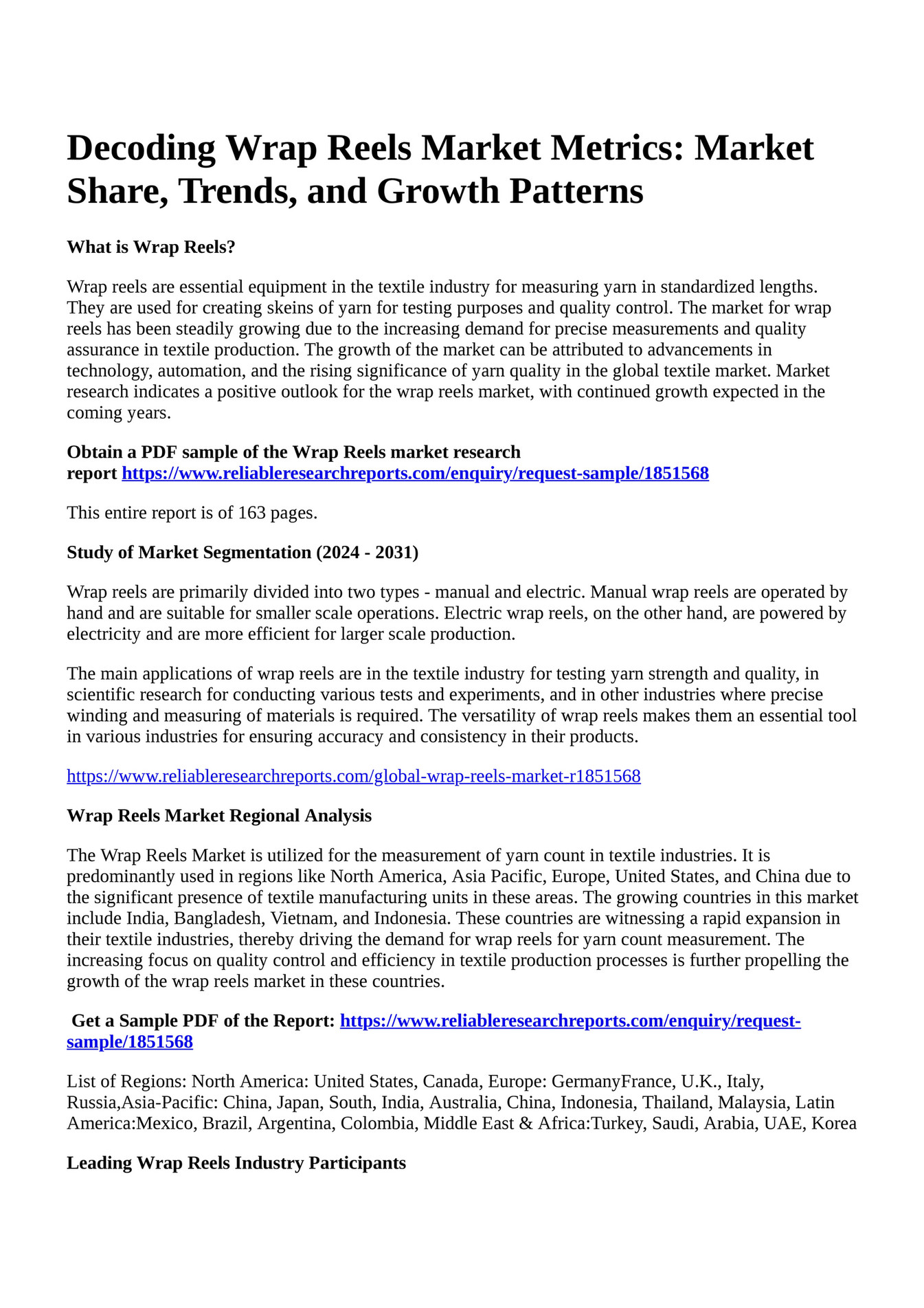 Reportprime Decoding Wrap Reels Market Metrics Market Share Trends