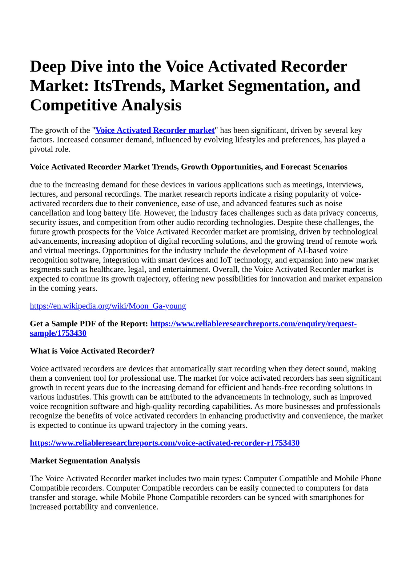 Reportprime - Deep Dive into the Voice Activated Recorder Market